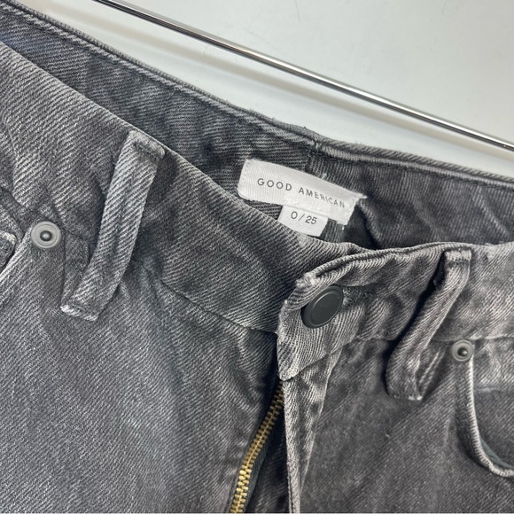 Good American 90s Trouser Jeans 25 Washed Black High Rise Vintage Retro Baggy - Picture 8 of 15